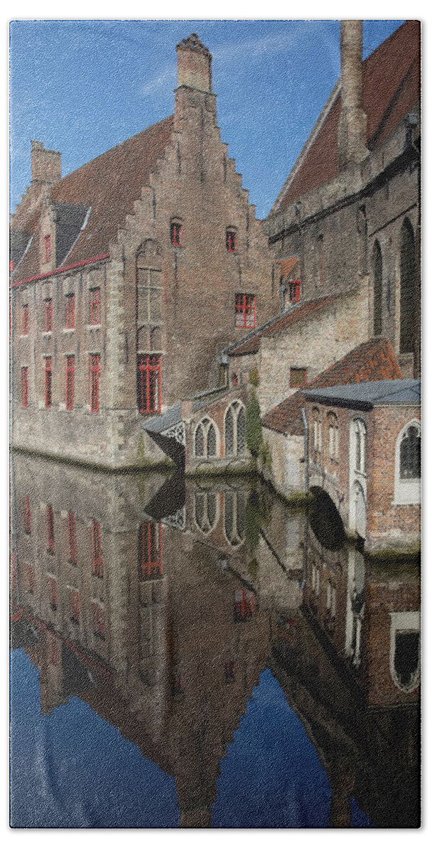 Tourism Bath Sheet featuring the photograph Bruges quiet canal by Jaroslav Frank