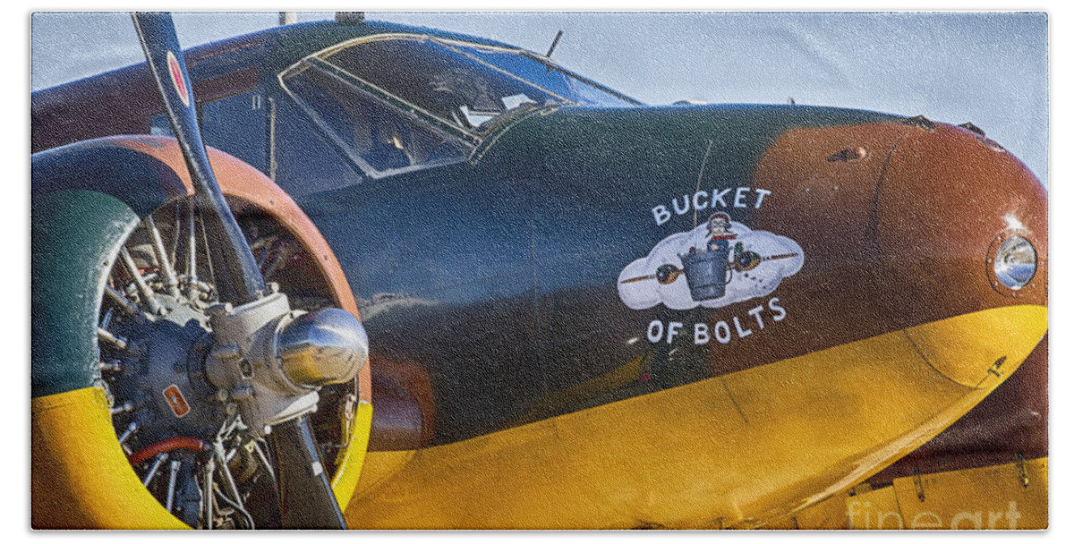 Aircraft Bath Towel featuring the photograph Bucket of Bolts by Douglas Barnard