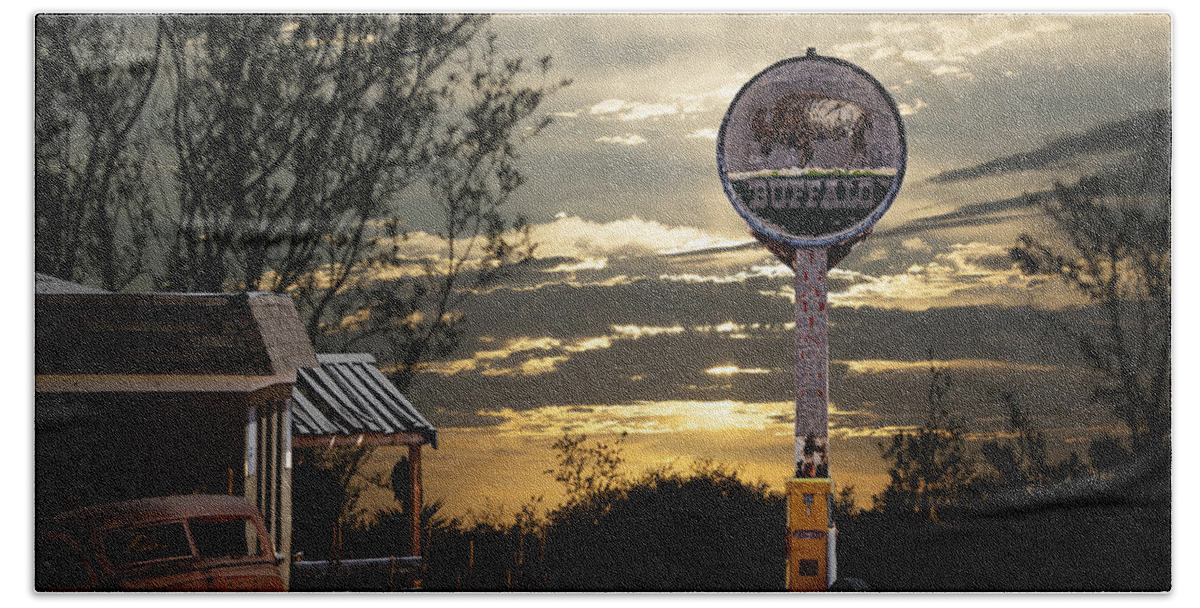 Gas Bath Towel featuring the photograph Buffalo Trading Post by Betty Depee