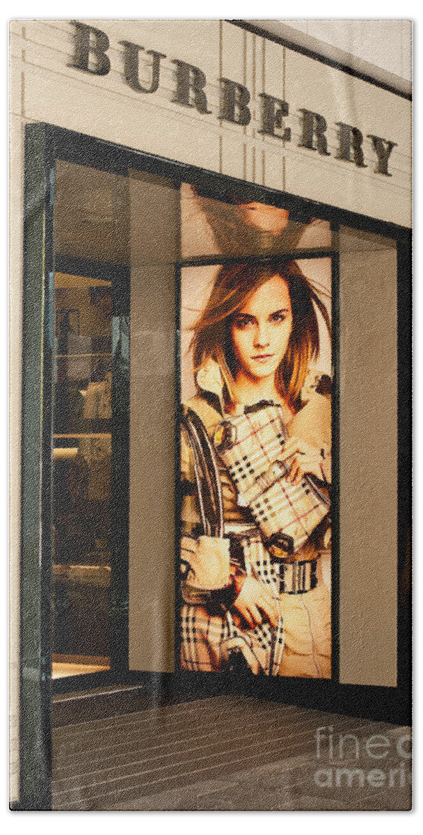 Burberry Hand Towel featuring the photograph Burberry Emma Watson 01 by Rick Piper Photography