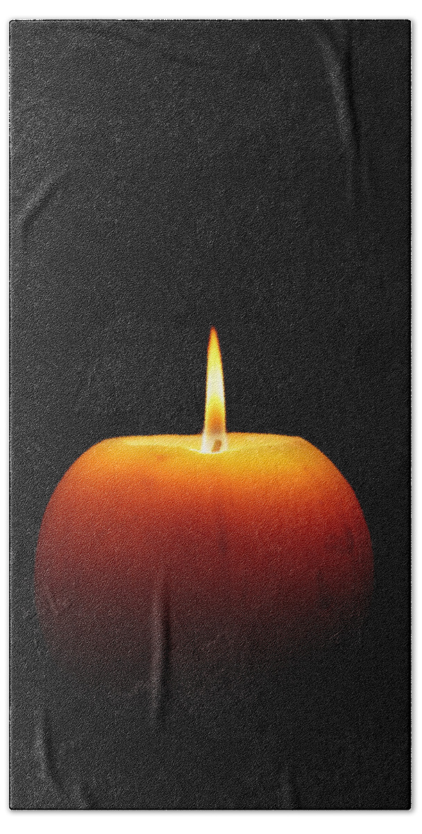 Candle Hand Towel featuring the photograph Burning candle by Johan Swanepoel