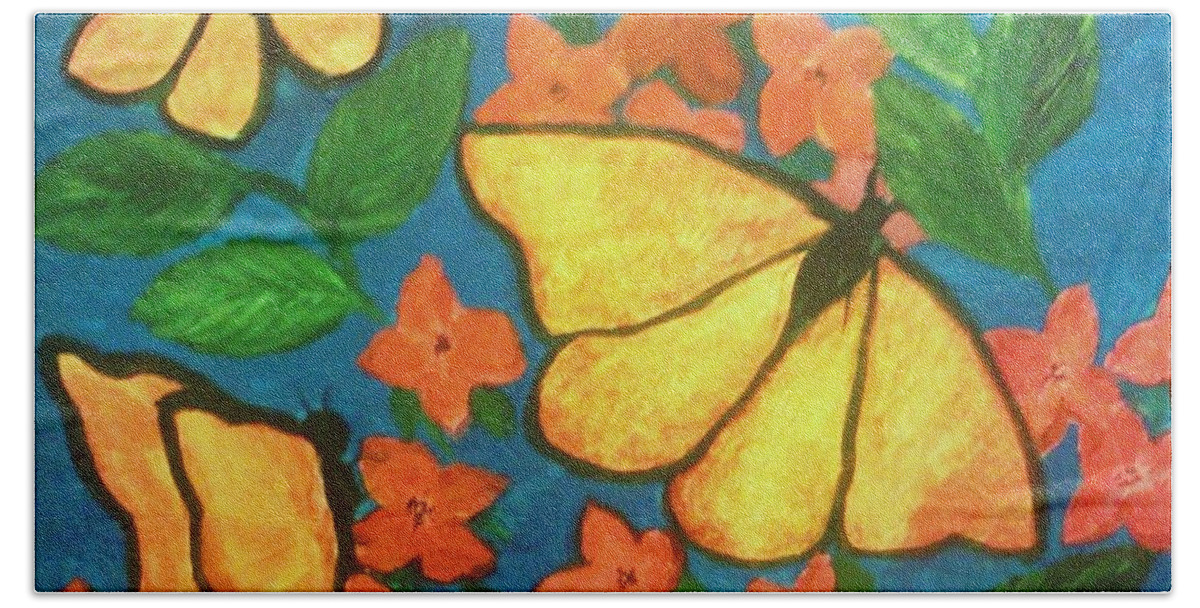 Butterflies Hand Towel featuring the painting Butterflies by Christy Saunders Church