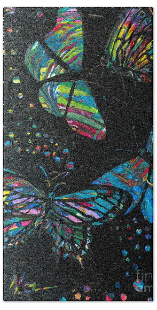 Butterflies Bath Towel featuring the painting Butterfly Beauties by Denise Hoag