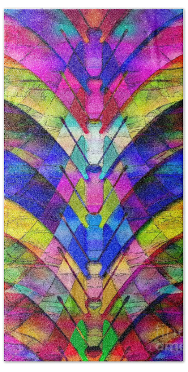 Abstract Bath Towel featuring the digital art Butterfly Collector's Dream by Klara Acel