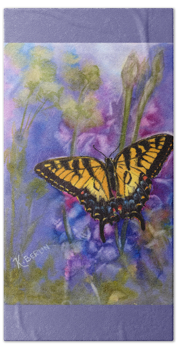 Butterfly Bath Sheet featuring the painting Butterfly by Katherine Berlin