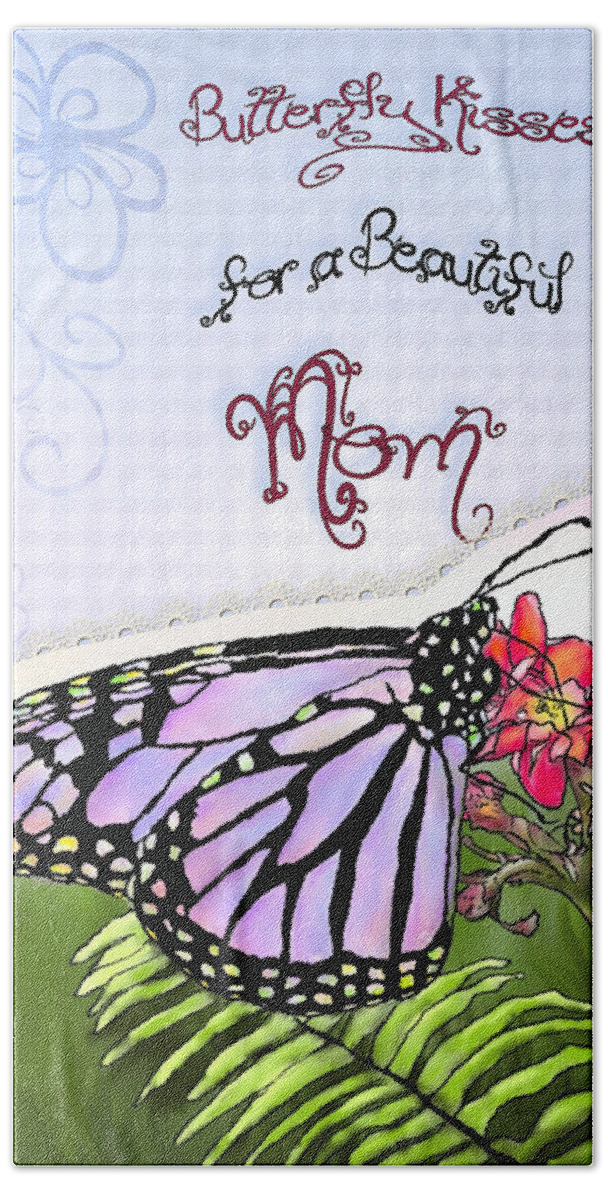 Mothers Day Cards Hand Towel featuring the painting Butterfly Kisses by Susan Kinney