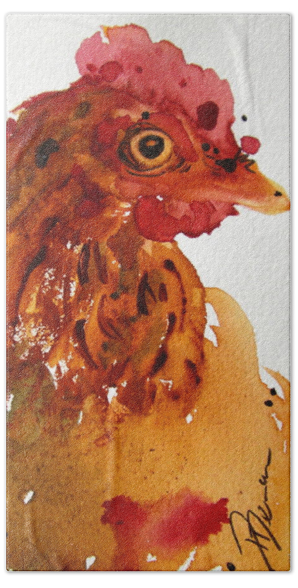 Rooster Hand Towel featuring the painting Buzz by Dawn Derman