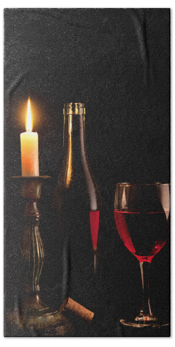Wine Bath Towel featuring the photograph By candlelight by Bill Wakeley