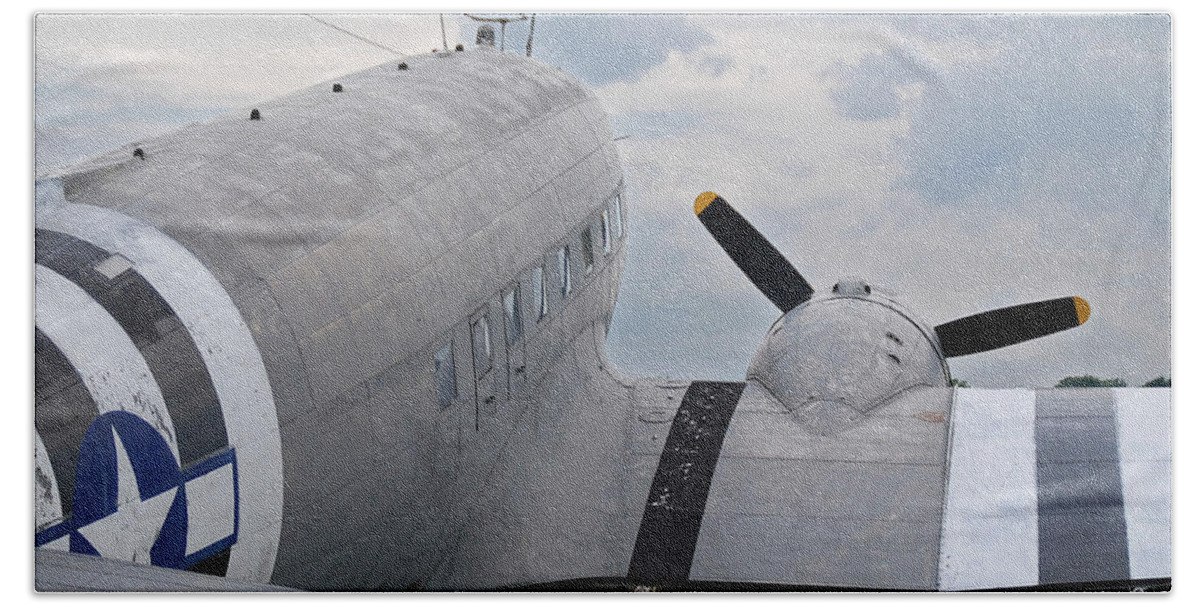Aircraft Hand Towel featuring the photograph C-47 3880 by Guy Whiteley