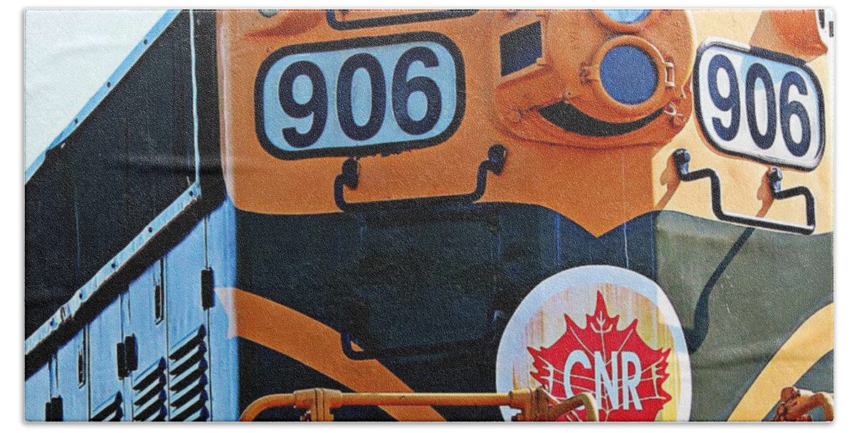 Cnr Train 906 Hand Towel featuring the photograph C N R Train 906 by Barbara A Griffin