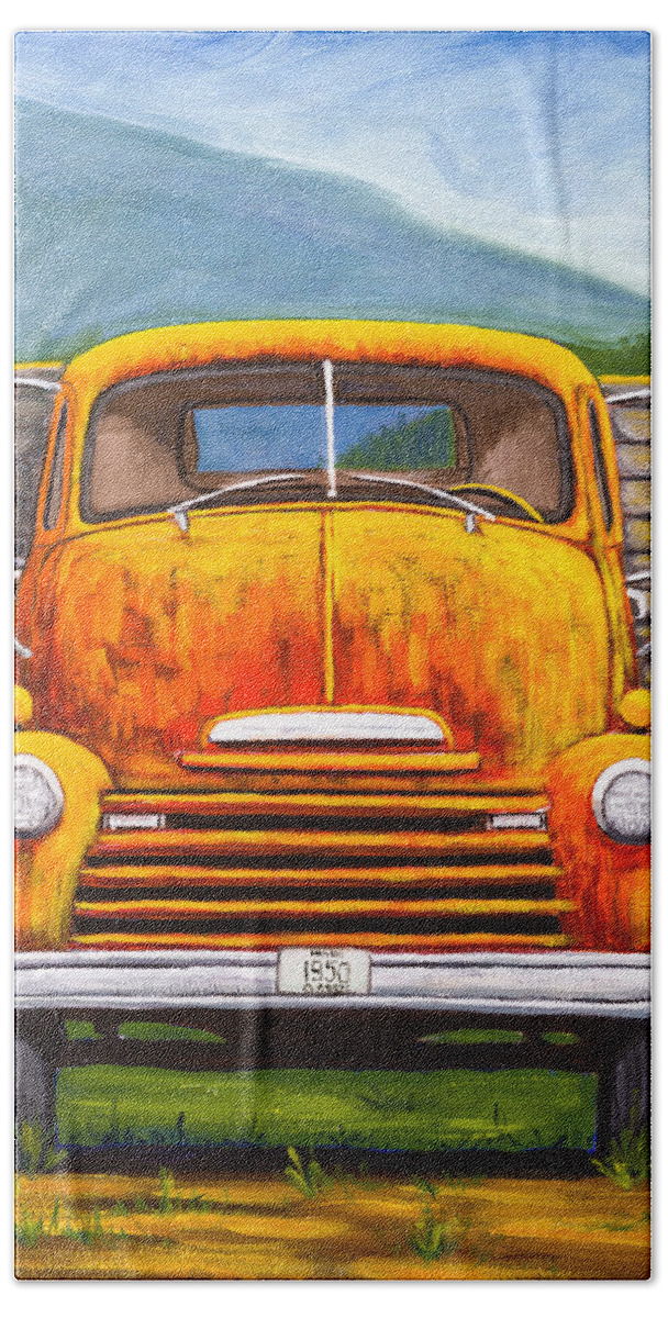 Cabover Truck Hand Towel featuring the painting Cabover Truck by Kevin Hughes