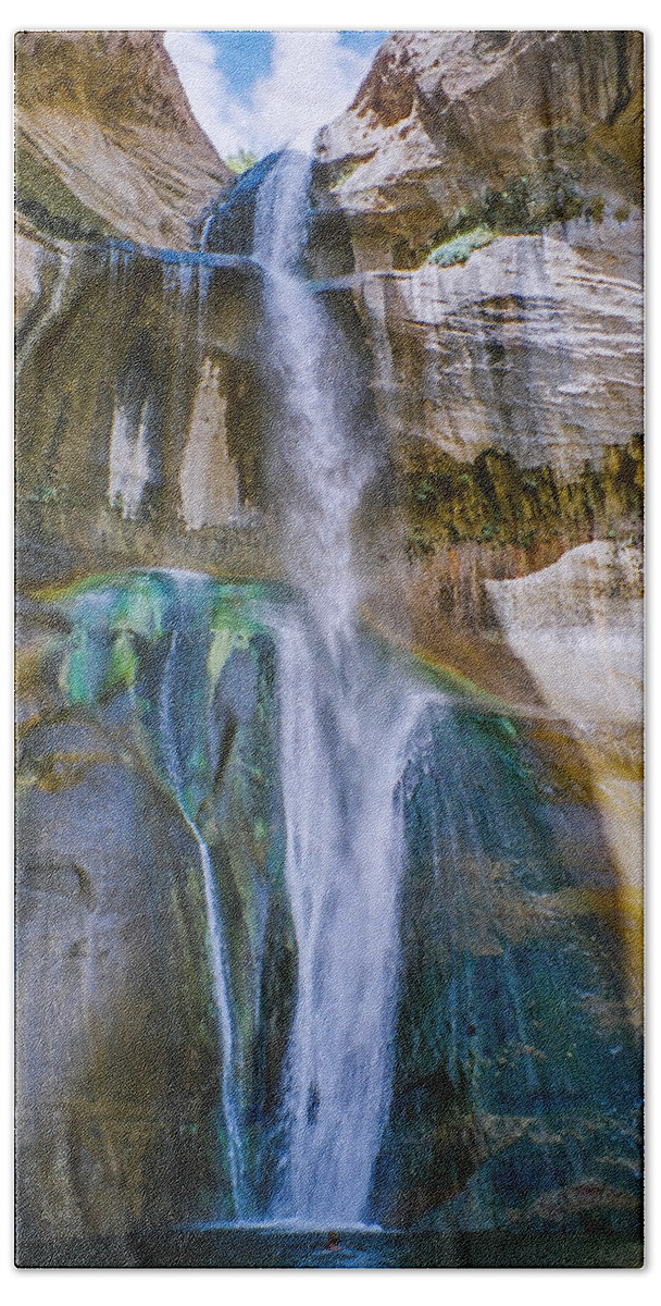 Calf Creek Falls Bath Towel featuring the photograph Calf Creek Falls by Stacy Abbott