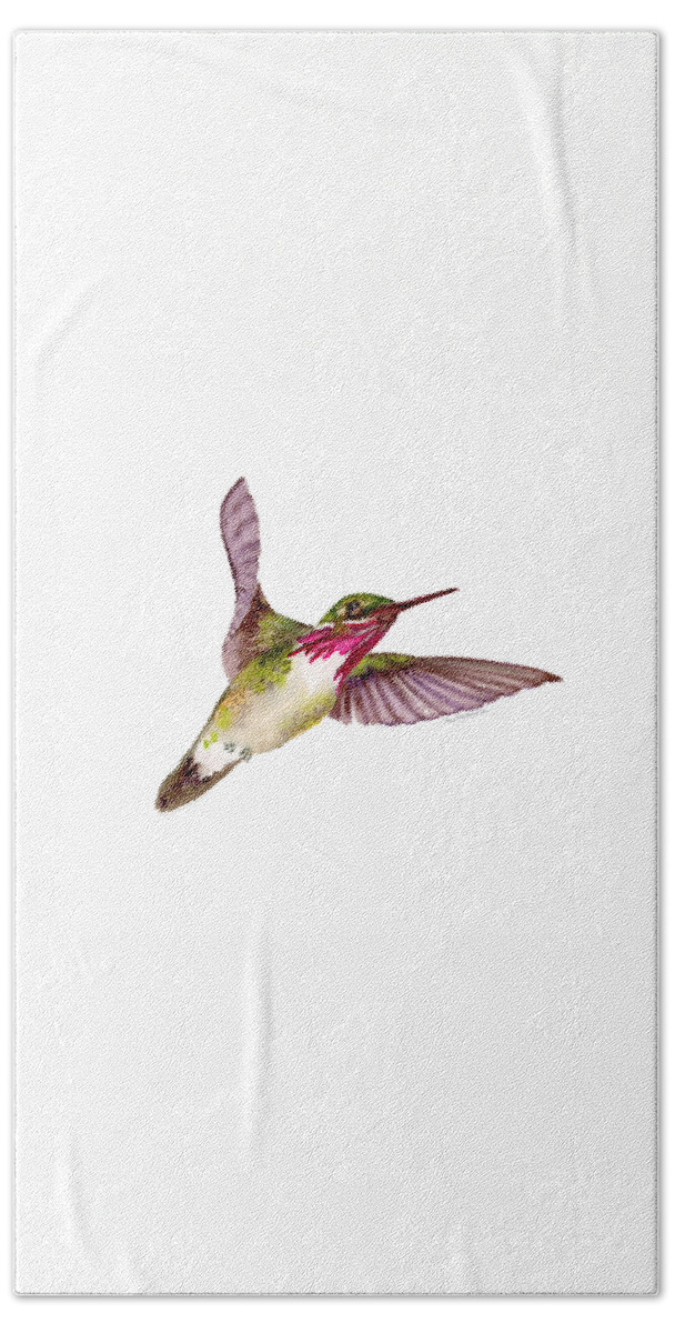 Bird Hand Towel featuring the painting Calliope Hummingbird by Amy Kirkpatrick