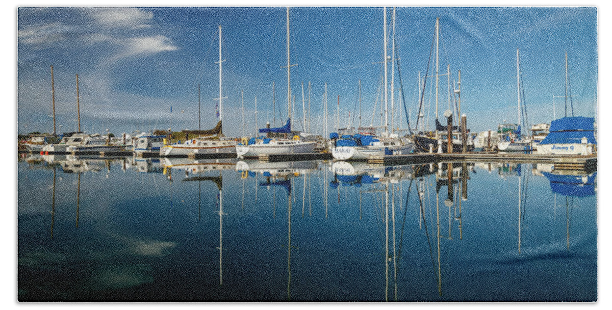 Calm Hand Towel featuring the photograph Calm Masts by James Eddy
