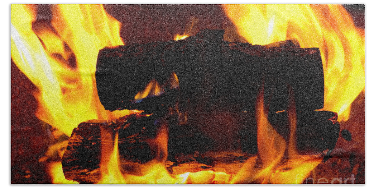 Fire Hand Towel featuring the photograph Campfire Burning by Bryan Mullennix