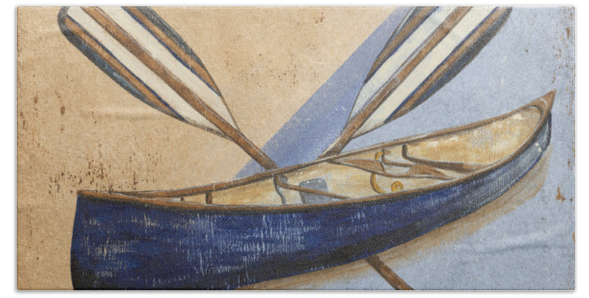 Live Bath Sheet featuring the painting Canoe Rentals by Debbie DeWitt