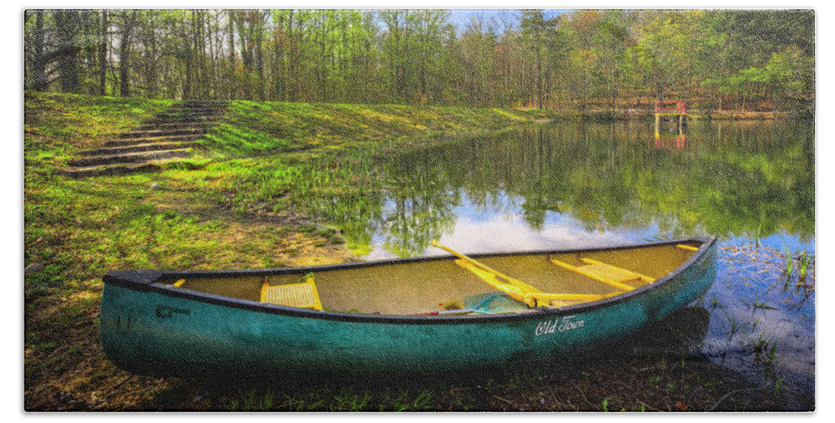 Appalachia Hand Towel featuring the photograph Canoeing at the Lake by Debra and Dave Vanderlaan