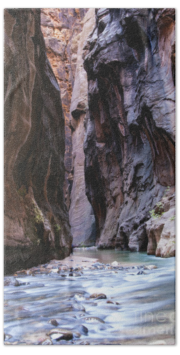 The Narrows Bath Towel featuring the photograph The Narrows Canyon Color One by Bob Phillips