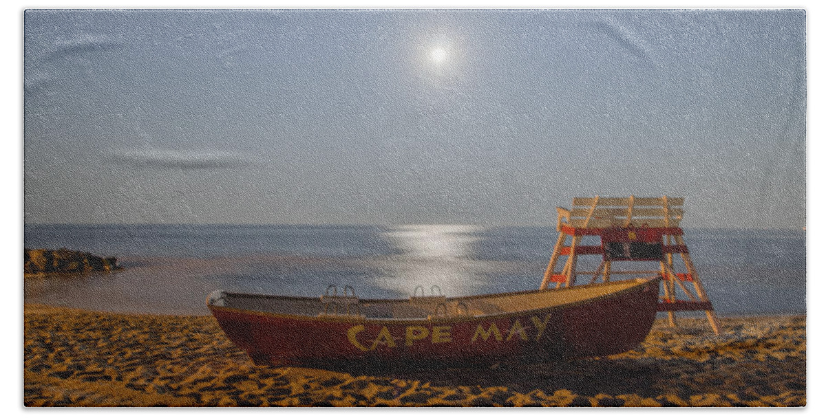 Cape Hand Towel featuring the photograph Cape May by Moonlight by Bill Cannon