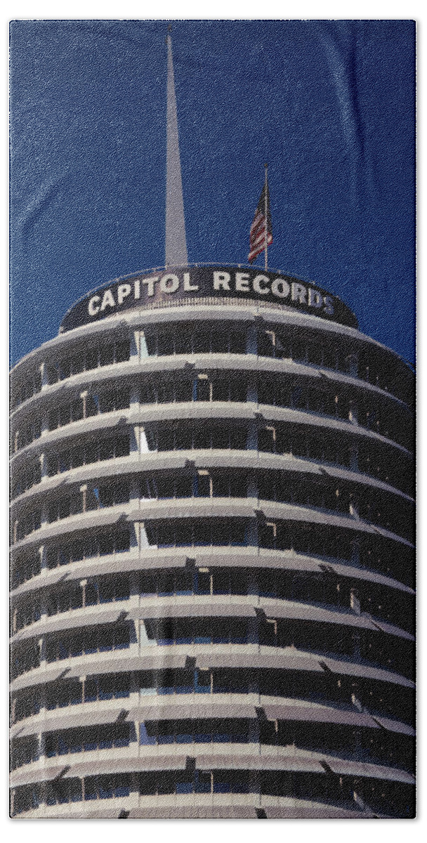 Album Hand Towel featuring the photograph Capitol Records by Ron Pate