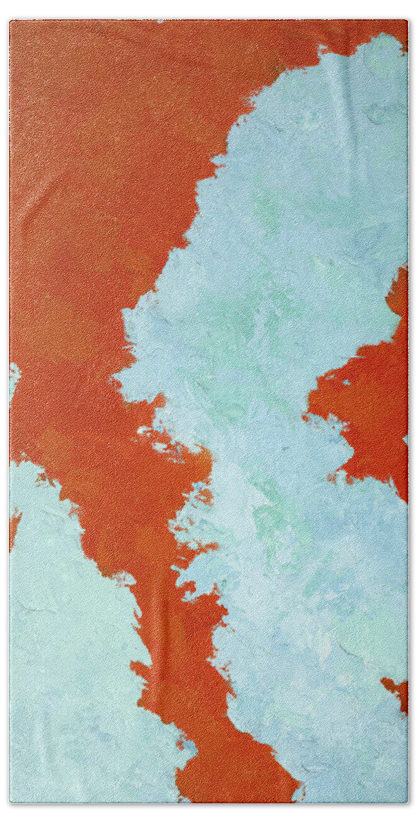 Abstract Bath Towel featuring the painting Caribbean Cay by Tamara Nelson
