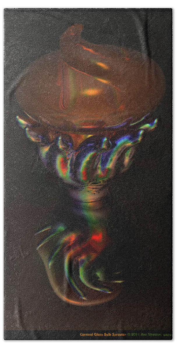 Brown Hand Towel featuring the digital art Carnival Glass Bulb Sprouter by Ann Stretton