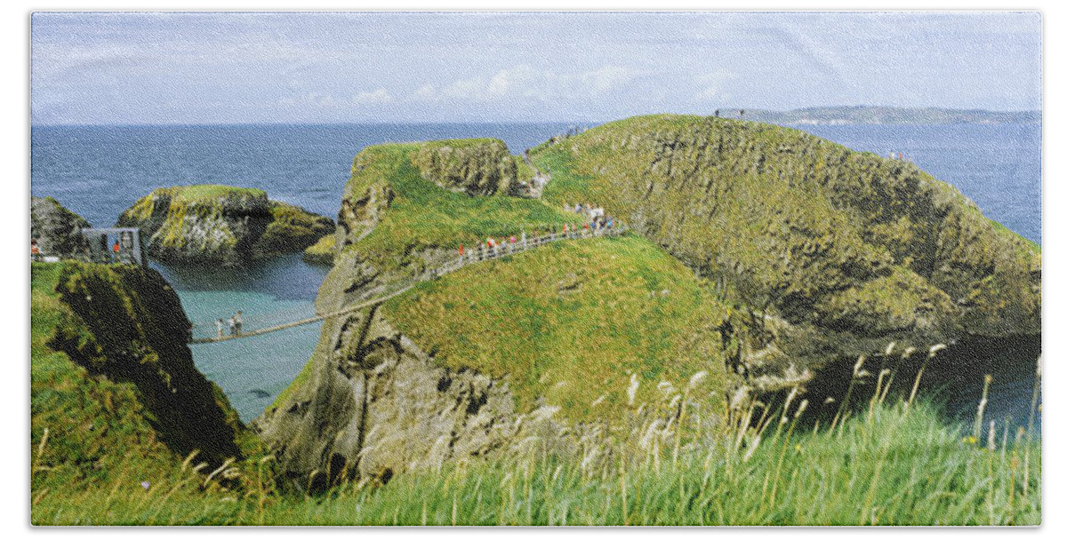 Photography Hand Towel featuring the photograph Carrick-a-rede Rope Bridge by Panoramic Images