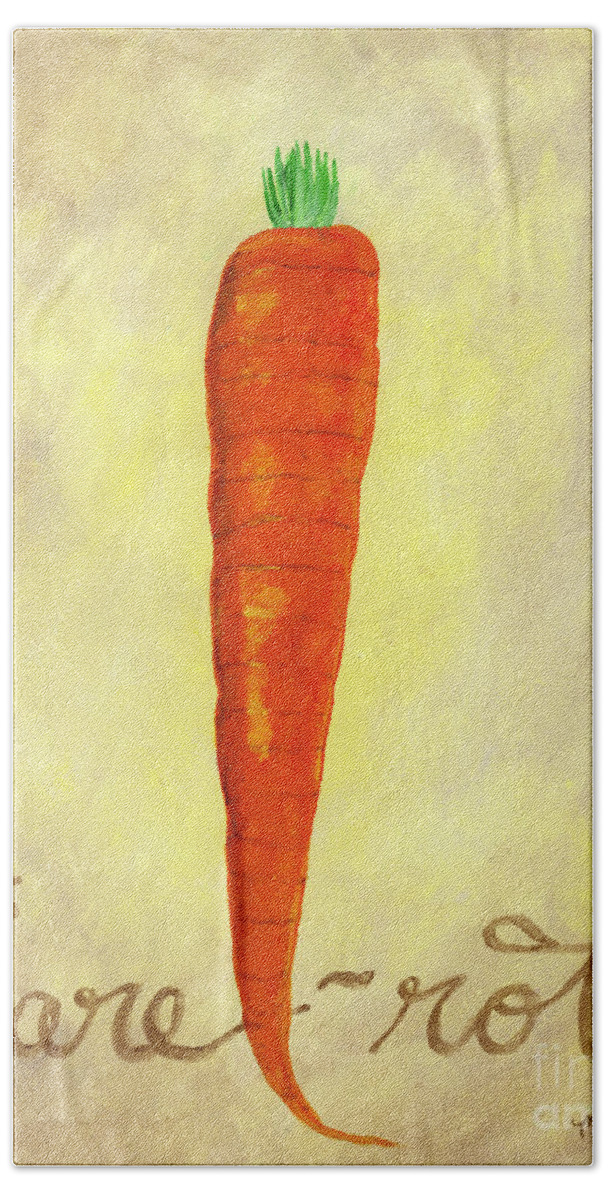 Carrot Hand Towel featuring the painting Carrot by Michelle Bien