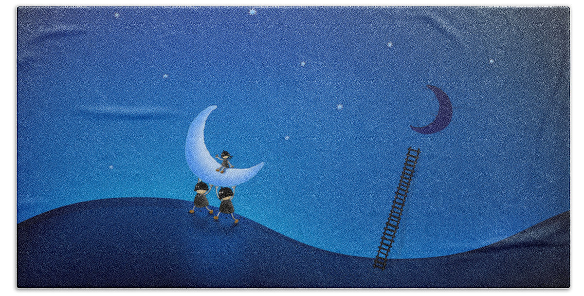 Carry Hand Towel featuring the digital art Carry the Moon by Gianfranco Weiss