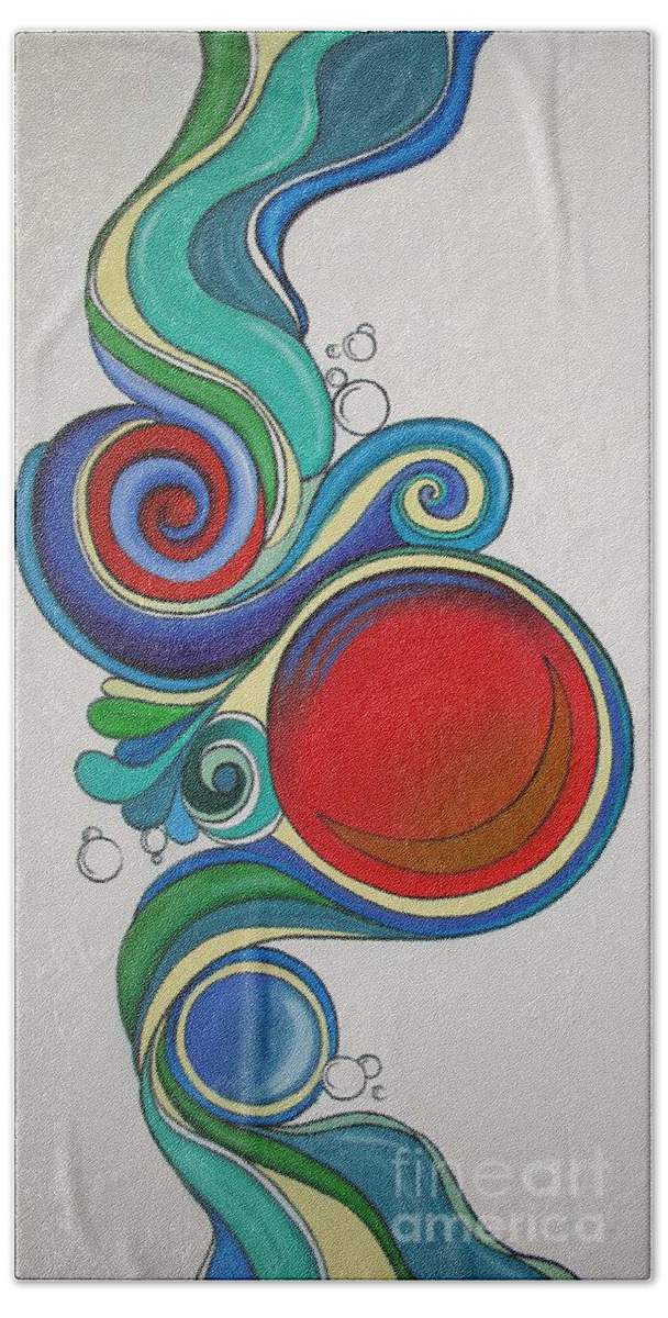 Painting Bath Towel featuring the painting Cascading Dreams 3 by Reina Cottier
