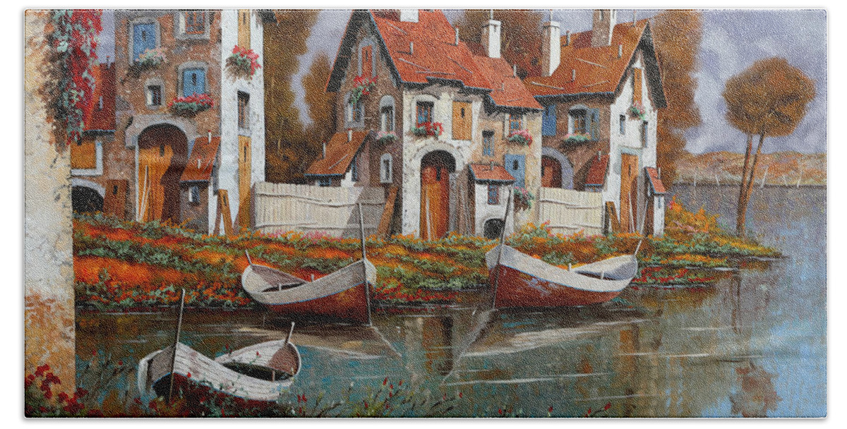 Village Hand Towel featuring the painting Case A Cerchio by Guido Borelli