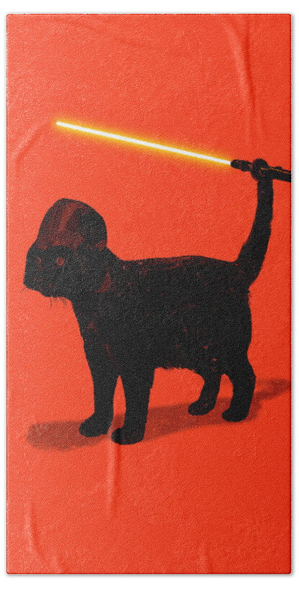 Cat Hand Towel featuring the digital art Cat Vader by Nicebleed 