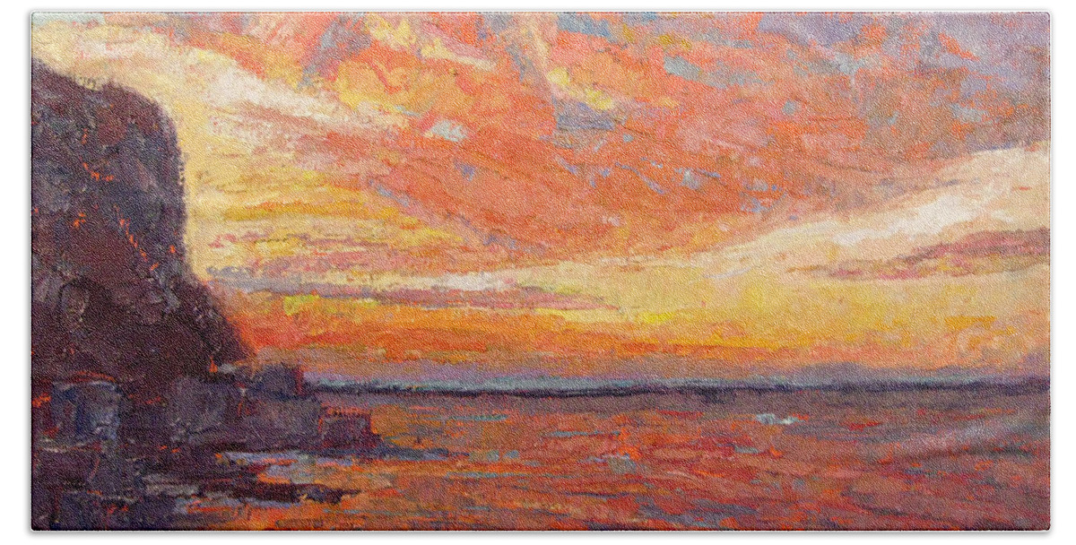 Sunset Hand Towel featuring the painting Castellammare di Stabia by Robie Benve