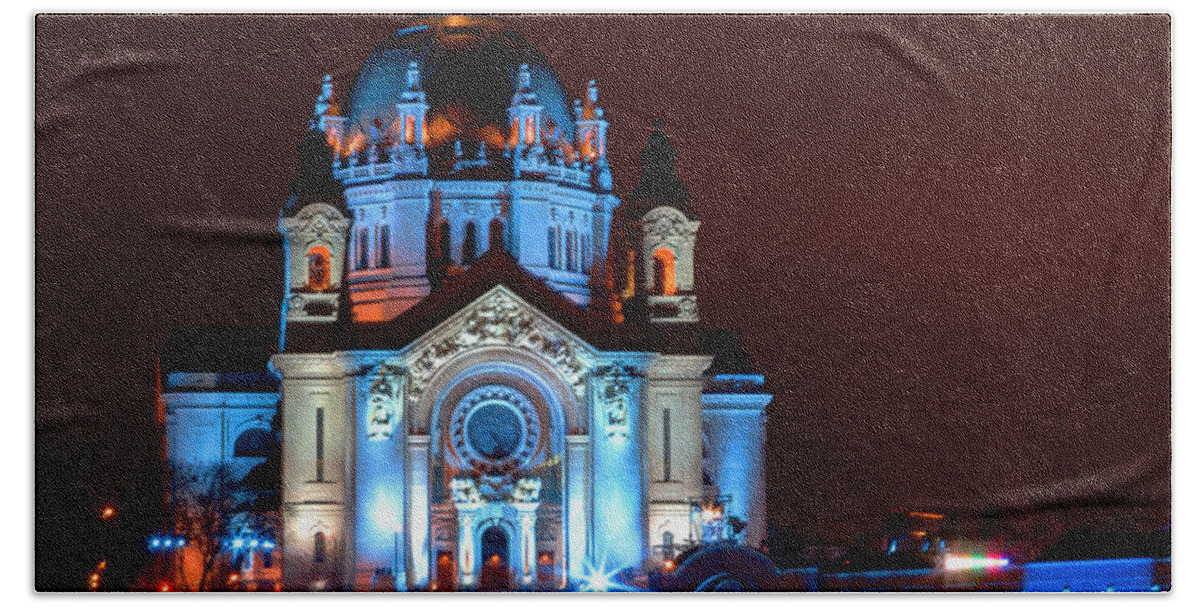 Cathedral Hand Towel featuring the photograph Cathedral of St Paul All Dressed Up For Red Bull Crashed Ice by Wayne Moran