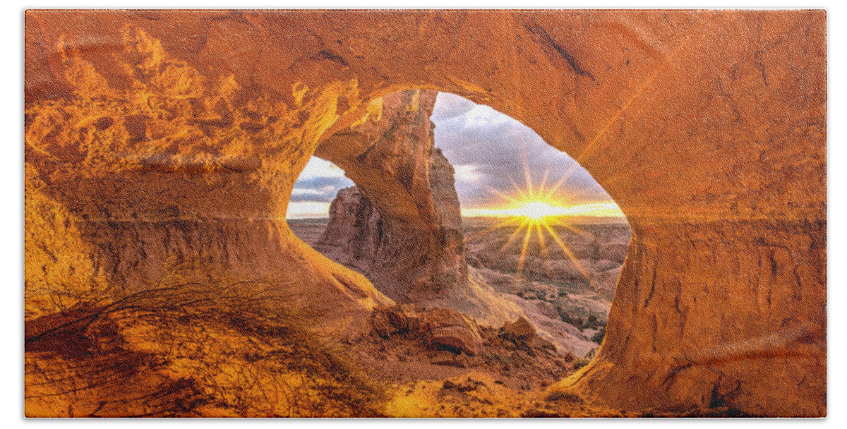 Utah Hand Towel featuring the photograph Cave Arch by Dustin LeFevre