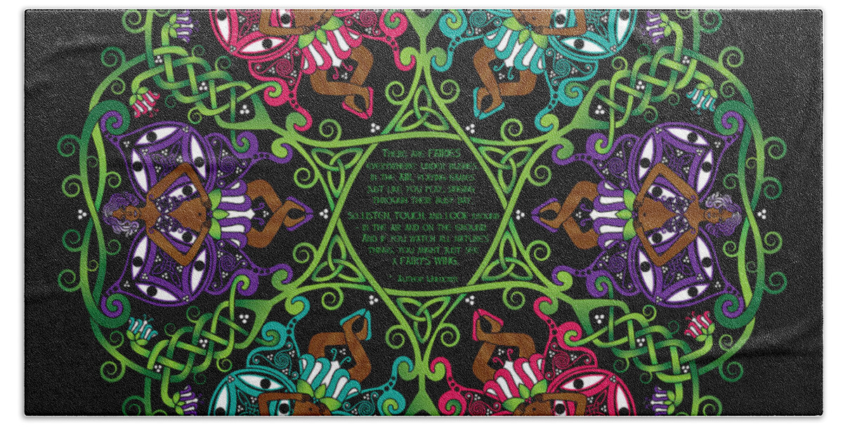 Celtic Knotwork Bath Towel featuring the digital art Celtic Fairy Mandala by Celtic Artist Angela Dawn MacKay