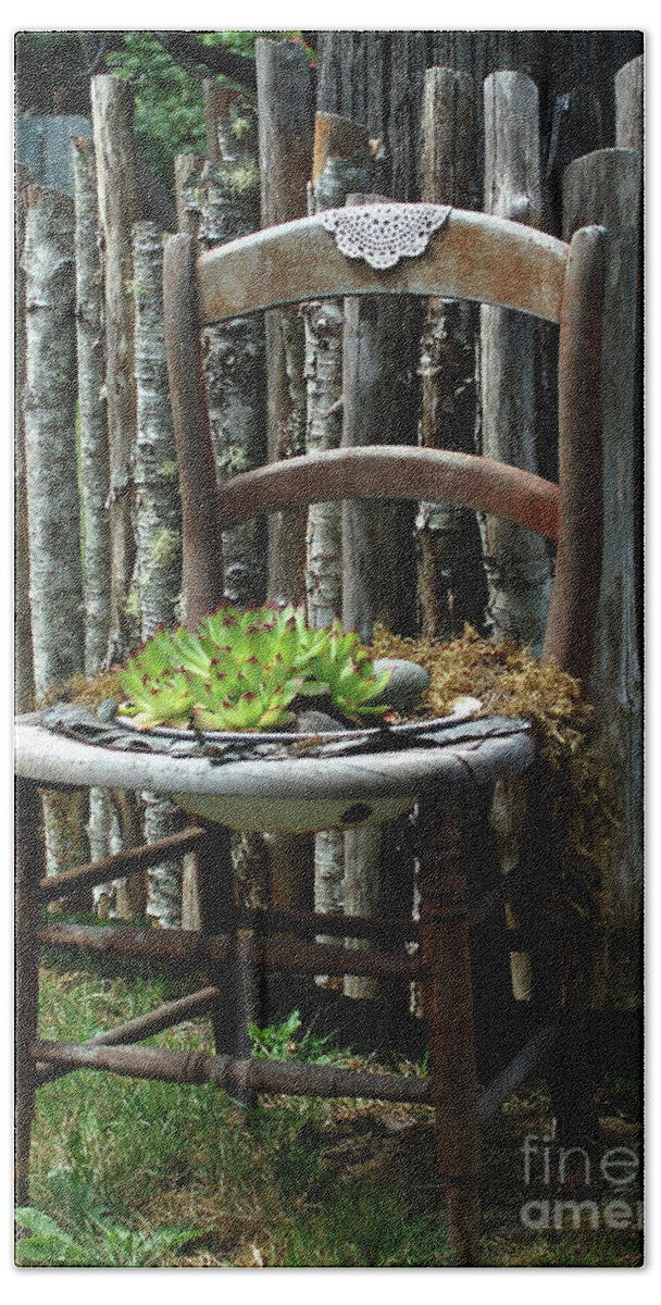 Planter Hand Towel featuring the photograph Chair planter by Ron Roberts