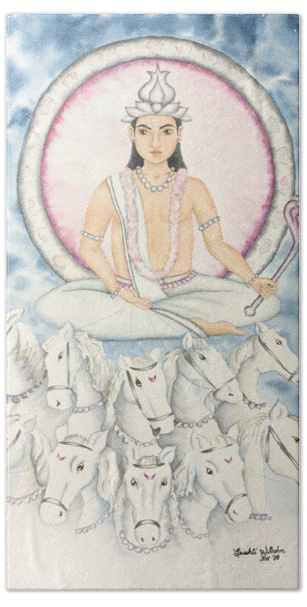 Vedic Astrology Bath Towel featuring the painting Chandra The Moon by Srishti Wilhelm