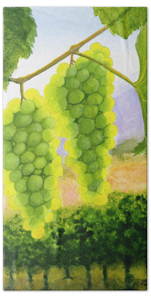 Chardonnay Bath Towel featuring the painting Chardonnay Grapes by Mike Robles