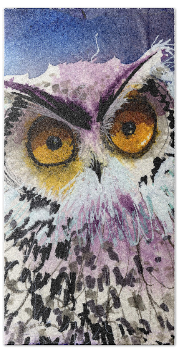  Owl Hand Towel featuring the painting Charlotte by Laurel Bahe
