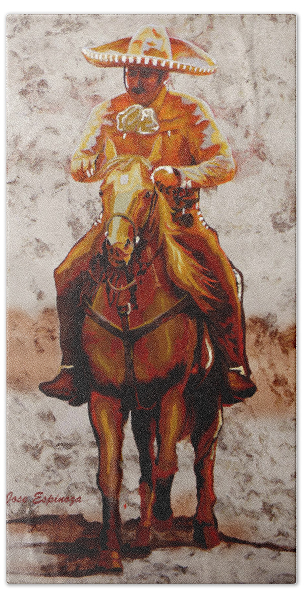 Jarabe Tapatio Bath Towel featuring the painting C . H . A . R . R . O by J U A N - O A X A C A