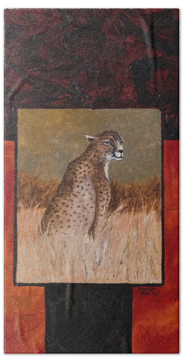 Animal Hand Towel featuring the painting Cheetah by Darice Machel McGuire