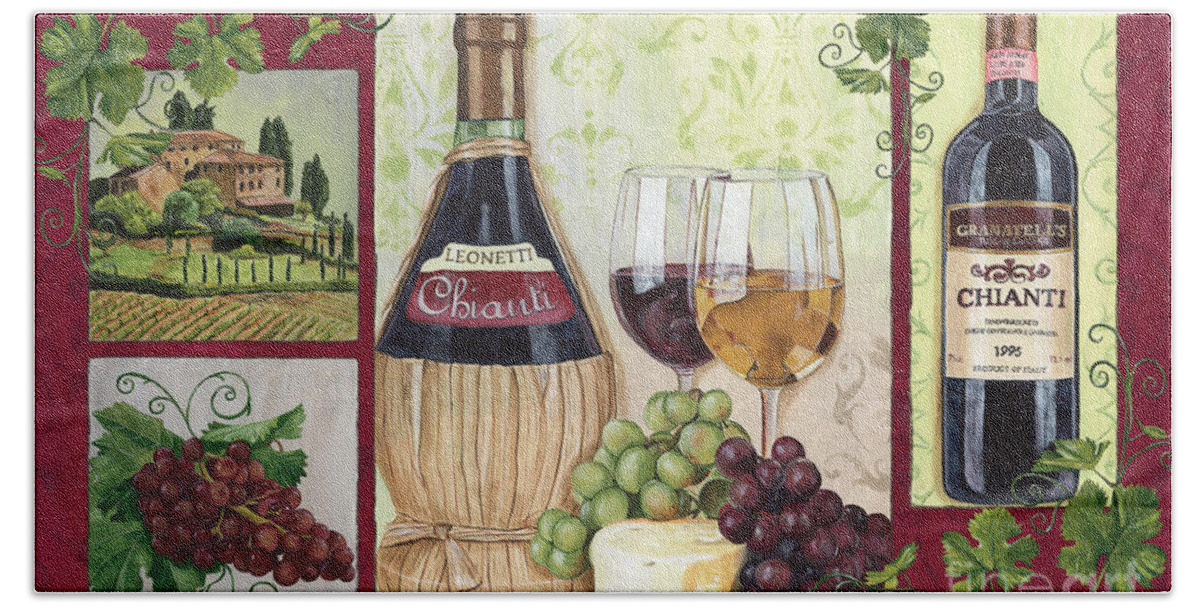 Wine Hand Towel featuring the painting Chianti and Friends 2 by Debbie DeWitt
