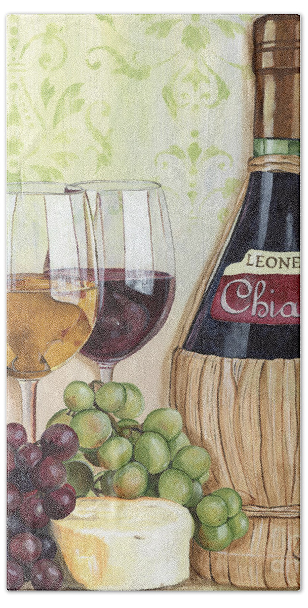 Wine Bath Towel featuring the painting Chianti and Friends by Debbie DeWitt