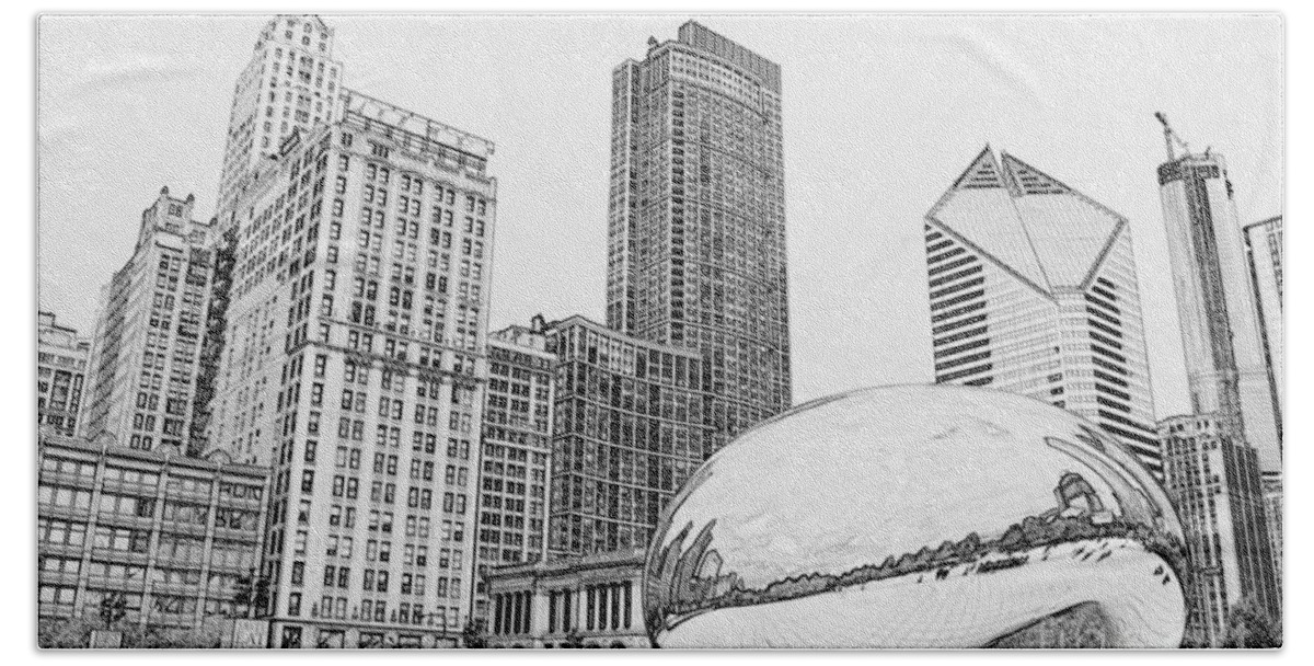 Chicago Bean Bath Towel featuring the digital art Chicago Bean Millennuim Par by Dejan Jovanovic
