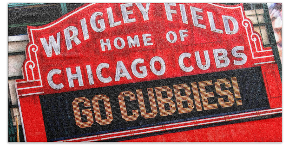 Chicago Hand Towel featuring the painting Chicago Cubs Wrigley Field by Christopher Arndt