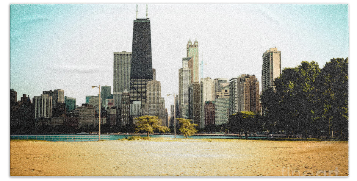 2012 Bath Towel featuring the photograph Chicago Skyline at North Avenue Beach Photo by Paul Velgos