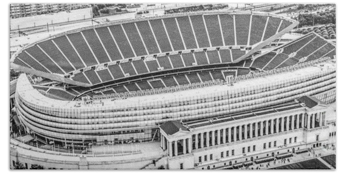 America Bath Towel featuring the photograph Chicago Soldier Field Aerial Panorama Photo by Paul Velgos