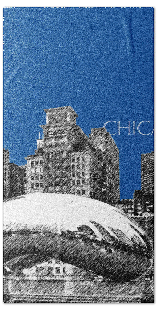 Architecture Bath Towel featuring the digital art Chicago The Bean - Royal Blue by DB Artist