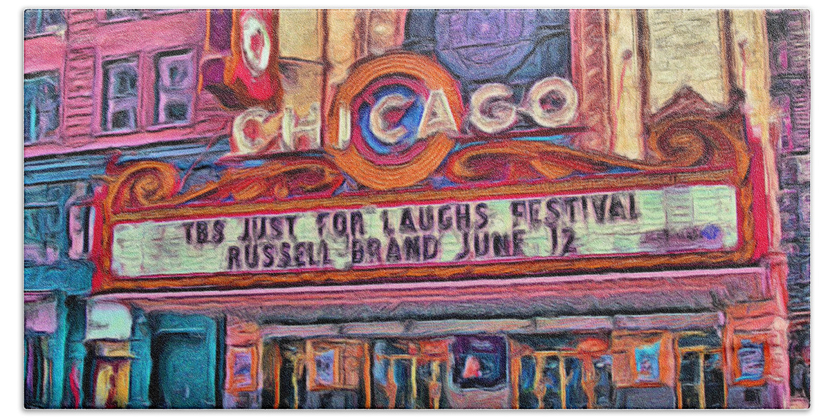 Chicago Bath Towel featuring the painting Chicago Theater - 20 by Ely Arsha